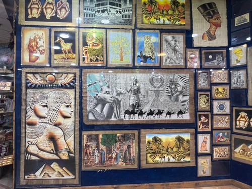 Vivid Architectural Marketplace Scene Egyptian Papyrus Traditional Egyptian Cra - Picture 8 of 9