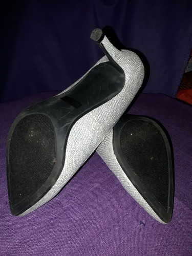 123 Girl High Heel Shoes Silver Sparkly Dressy Shoes Formal Stiletto Heals Sz5 - 第 3/4 張圖片