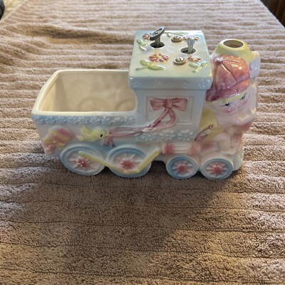 Vintage Rubens Original Ceramic Blue /Pink Baby Girl Musical Train.
