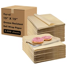 Karat 15" x 15" Deli Wrap / Paper Liner Sheets - Kraft - 3,000 pcs, FW-DPS430