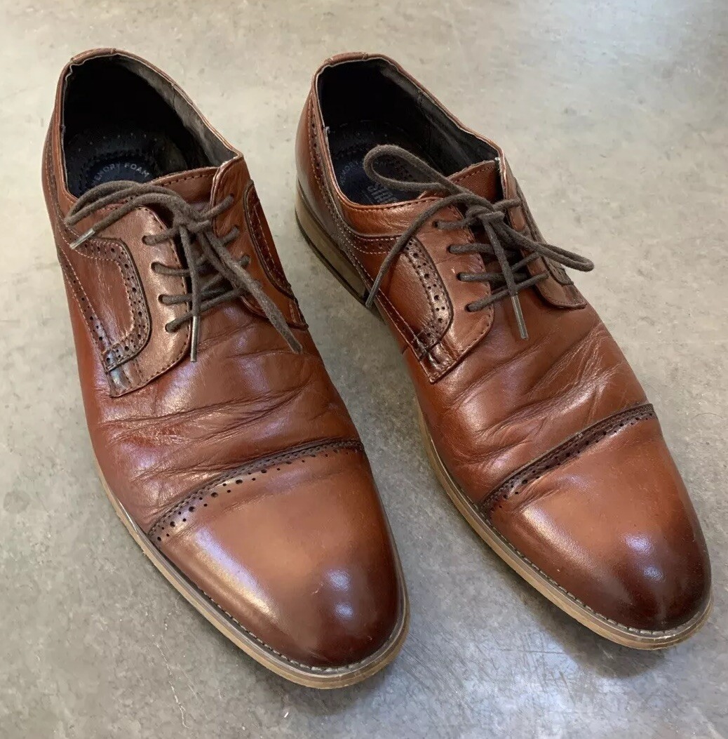 SAOLA Scarpe eleganti Stacy Adams stile vintage uomo marrone taglia 9M pelle punta cappuccio