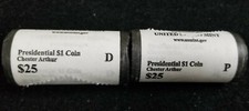 2012- P & D Chester A Arthur Presidential $1- US Mint 25 coin Uncirculated Rolls