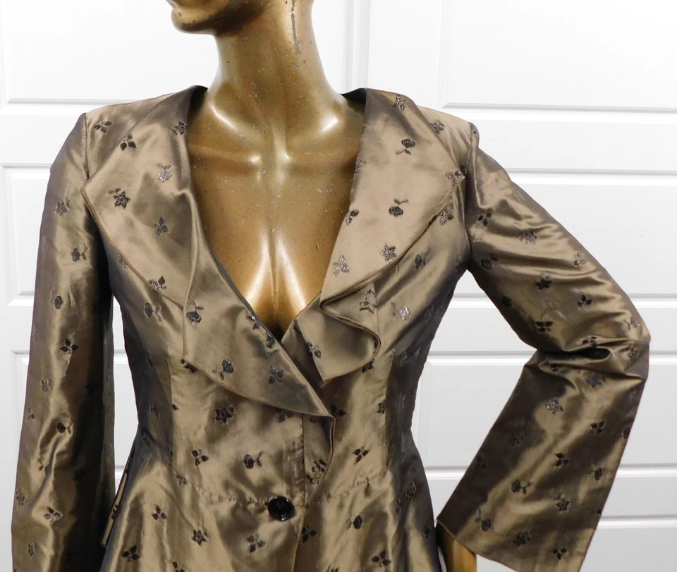 Armani Collezioni коричневый металлический отлива цветочный блейзер Италии размер 10 - Изображение 2 из 4
