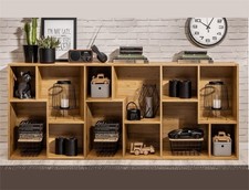 Display Shelving Bookcase Unit 12 Irregular Open Shelves Wotan Oak Effect Tetrix