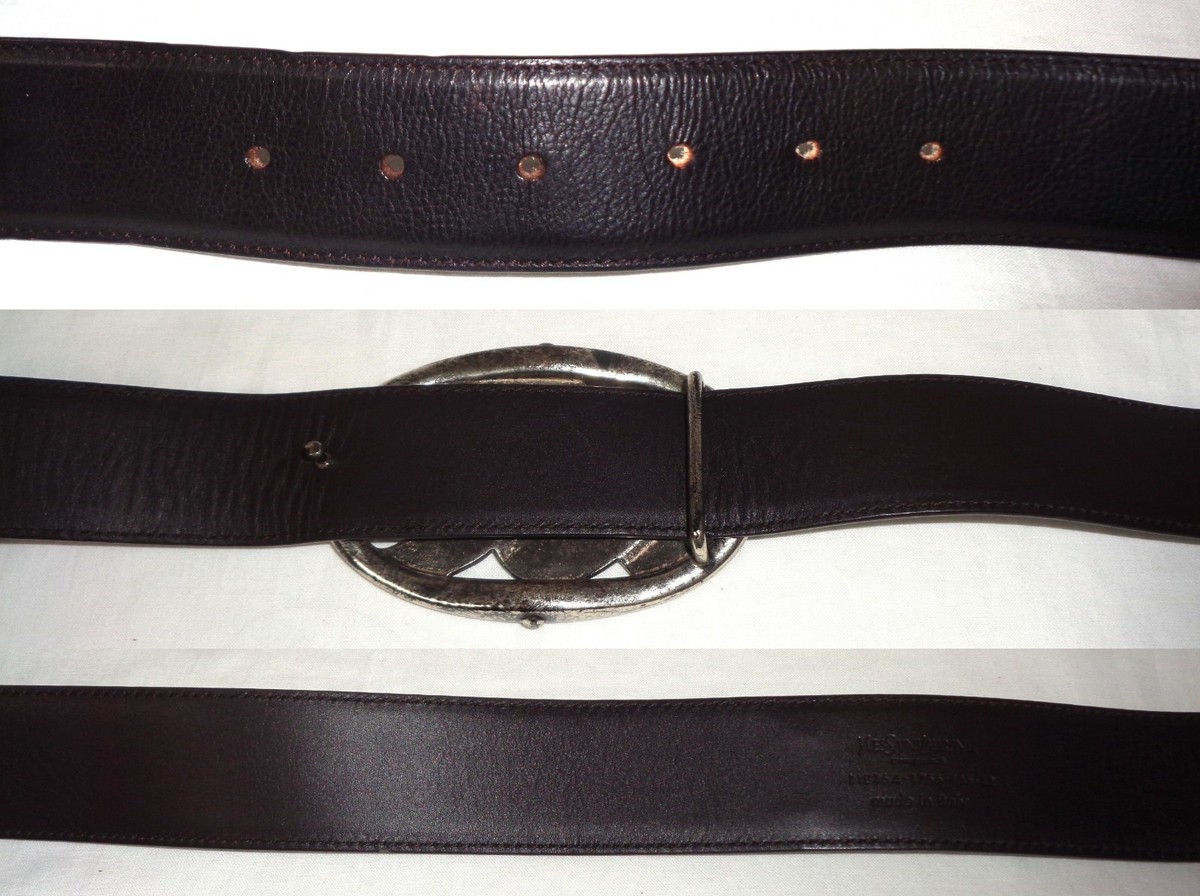 イヴサンローランリヴゴーシュ 　リングベルト　⭐ヴィンテージ⭐ Yves Saint Laurent Rive Gauche YSL Silver Tone Logo Buckle Belt