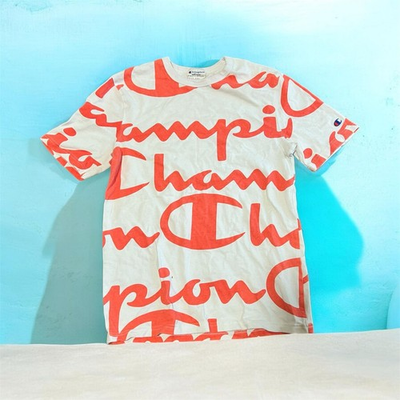 #ad Champion Heritage All Over Script Logo T Shirt $15.00