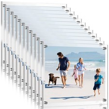 Sintuff 8 Pack Acrylic Floating Picture Frame Wall Mount Frameless Photo Frames