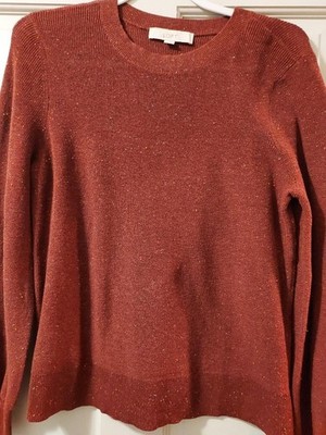 Loft Womens Brick Red Sweater, 70's style, NWOT, L