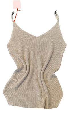 Made in Italy Top Shirt Stricktop Lurextop beige silber Onesize 36 38 40 42 gold