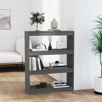 BüCherregal/Raumteiler Grau 80X30X103,5 Cm Massivholz Kiefer