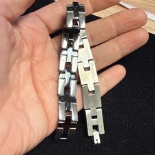 Mens Stainless Steel Interlocking Cross Link Bracelet Silver Black 8.5 Inch