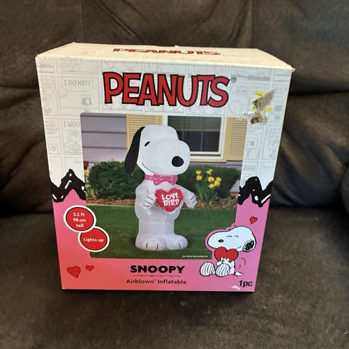 Gemmy 3.2ft Tall Peanuts Snoopy Valentines Day Love Bird Inflatable