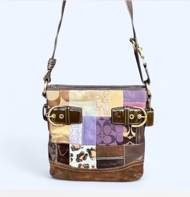 🌈 Y2K Coach Multicolor Bag 💜 Eva Holiday Patchwork Purse Style