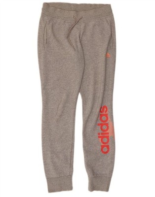 ADIDAS Womens Graphic Tracksuit Trousers Joggers UK 4/6 XS  Grey Cotton DP01