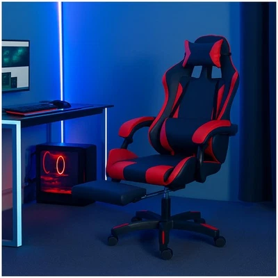 HTI-LIVING Ergonomischer Gaming Stuhl mit Fußstütze Racing-Design Bürostuhl Drehstuhl