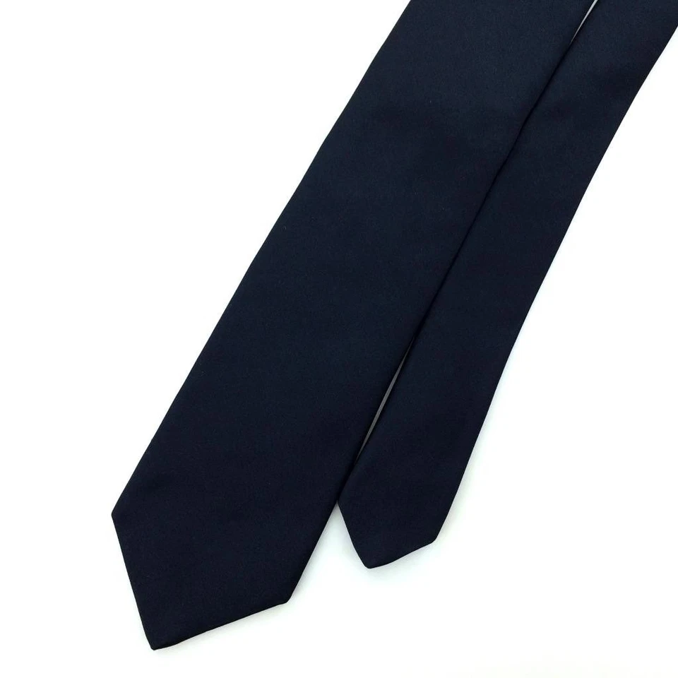 Corbata Thomas Rosa Hecha en Inglaterra Negra Sólida Estrecha Corbatas de Seda de Lujo L3 Nueva Foto 4 de 4