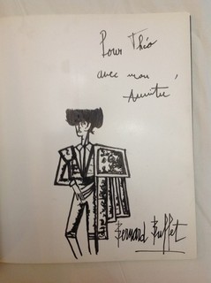 Bernard Buffet dessin au feutre noir signé Bernard Buffet et dédicacé Pour Théo