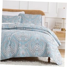 Full/Queen Quilt Bedding Set, Paisley Full Full / Queen 36 - Pure Melody Aqua
