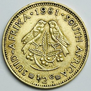 1961 South Africa 1/2 Penny KM# 56 Circulated Condition