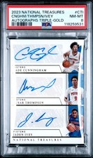 2023 PANINI NATIONAL TREASURES GOLD THOMPSON RC/CUNNINGHAM/IVEY 8/10 PSA 8