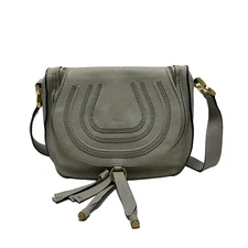 Auth Chloe Marcie - Light gray Leather Shoulder Bag