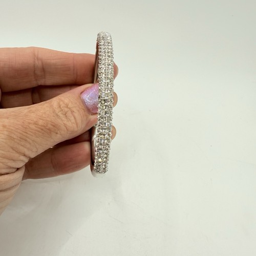 Bracciale ritirato Swarovski logo cigno firmato pietra media rodiato - Foto 4 di 7