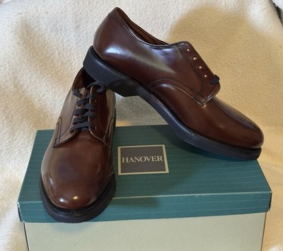 Vtg HANOVER Softech Brown Smooth Leather Plain Toe Oxford Shoes Sz 10.5 D/B USA