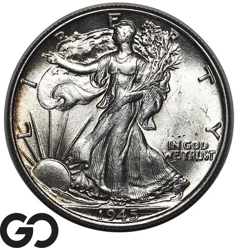 1945 Walking Liberty Half Dollar Nice Lustrous BU++