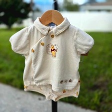 Vintage Disney Baby Winnie the Pooh Kimono Wrap Top  Shorts Set 3-6M VGUC