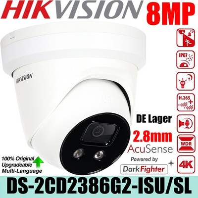 Hikvision 8MP DS-2CD2386G2-ISU/SL POE AcuSense Zwei-Wege-Audio IP-Kamera 2,8mm