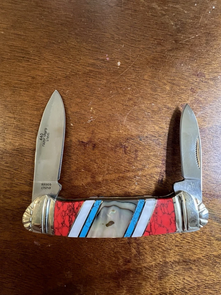 Cuchillo para canoa Stoneworx Rough Rider RR909 con mango de abulón Foto 2 de 4