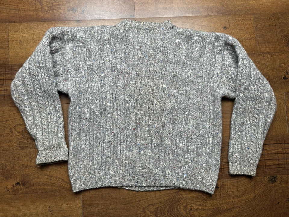 Suéter Pescador Tejido por Cable Woolrich De Colección Lana Para Mujer Grande Gris Jaspeado Foto 3 de 4