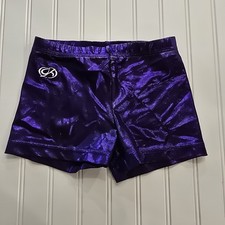 GK Elite Kids Purple Mystique Metallic Gymnastics Cheer Dance Shorts AM