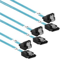 Right-Angle SATA-III Cable:24 Inches,3-Pack Thin SATA 90-Degree Angled to Str...