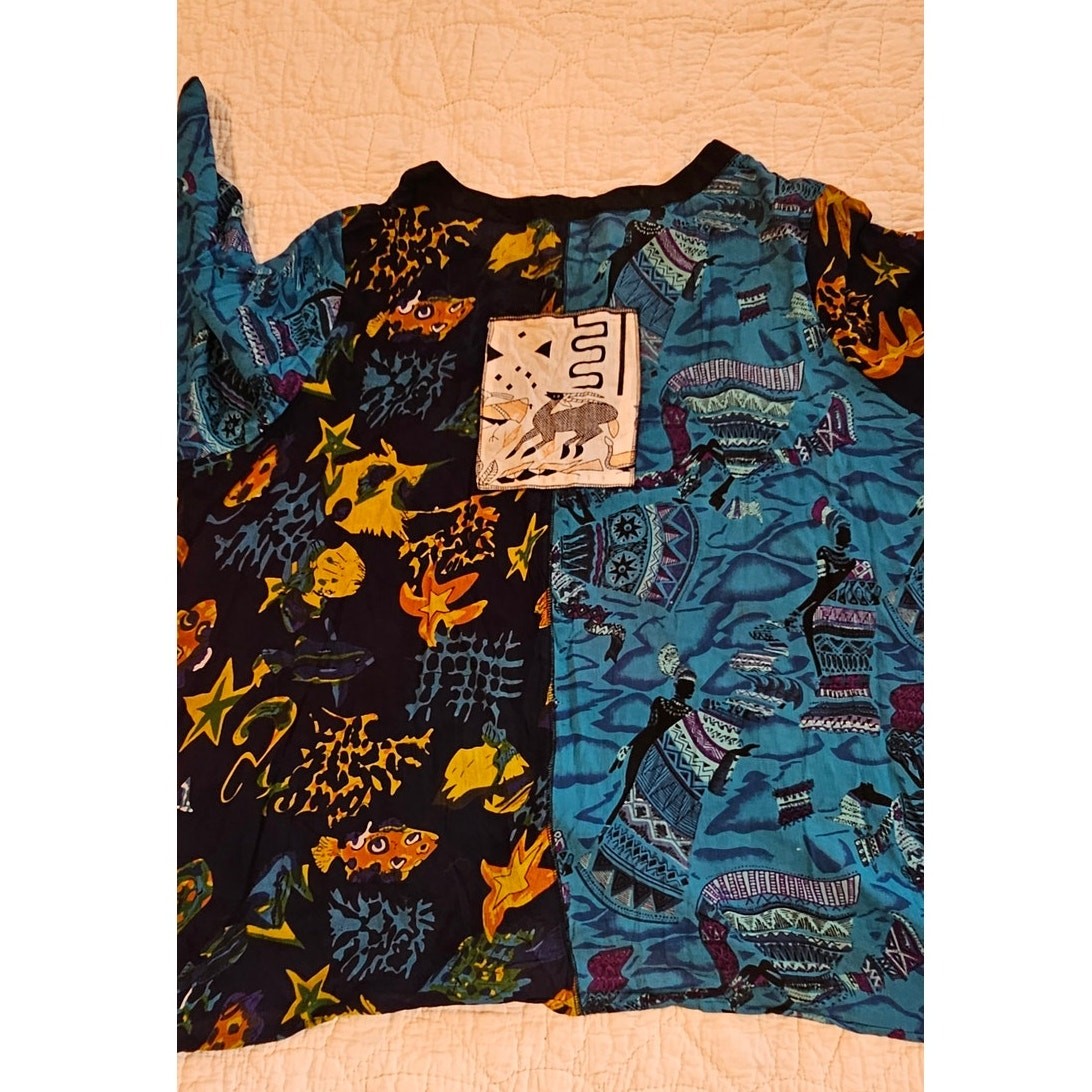 La Cera Women Patchwork Button Pattern Front Tuni… - image 4