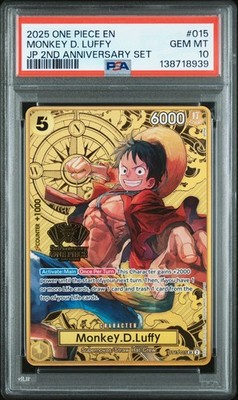 2025 ONE PIECE ST13-015 JAPANESE 2ND ANNIVERSARY SET MONKEY D LUFFY ENG PSA 10