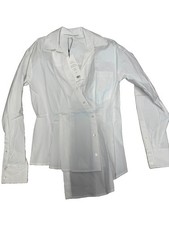 Veronica Beard Rosamund Shirt White Size 4 NWT Blouse Top Womens Staple Cotton
