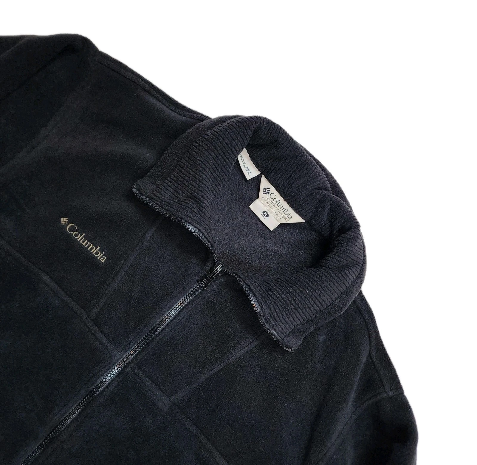Columbia Men’s Medium Black Full Zip Fleece Jacket Outdoor Casual