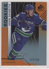 2018 SP Game Used Authentic Rookies Orange Rainbow /115 Adam Gaudette #195 hj3