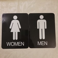 Bathroom Restroom Sign for Business Men and Women 6x5" Self Adhesive No Drill