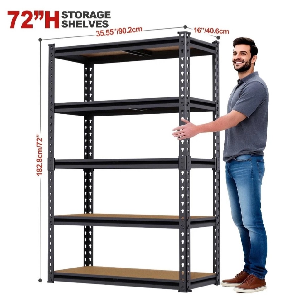 Heavy Duty Metal Garage Shelving Rack 2000lbs 4/5/6-Tier Steel Shelf 60 ...