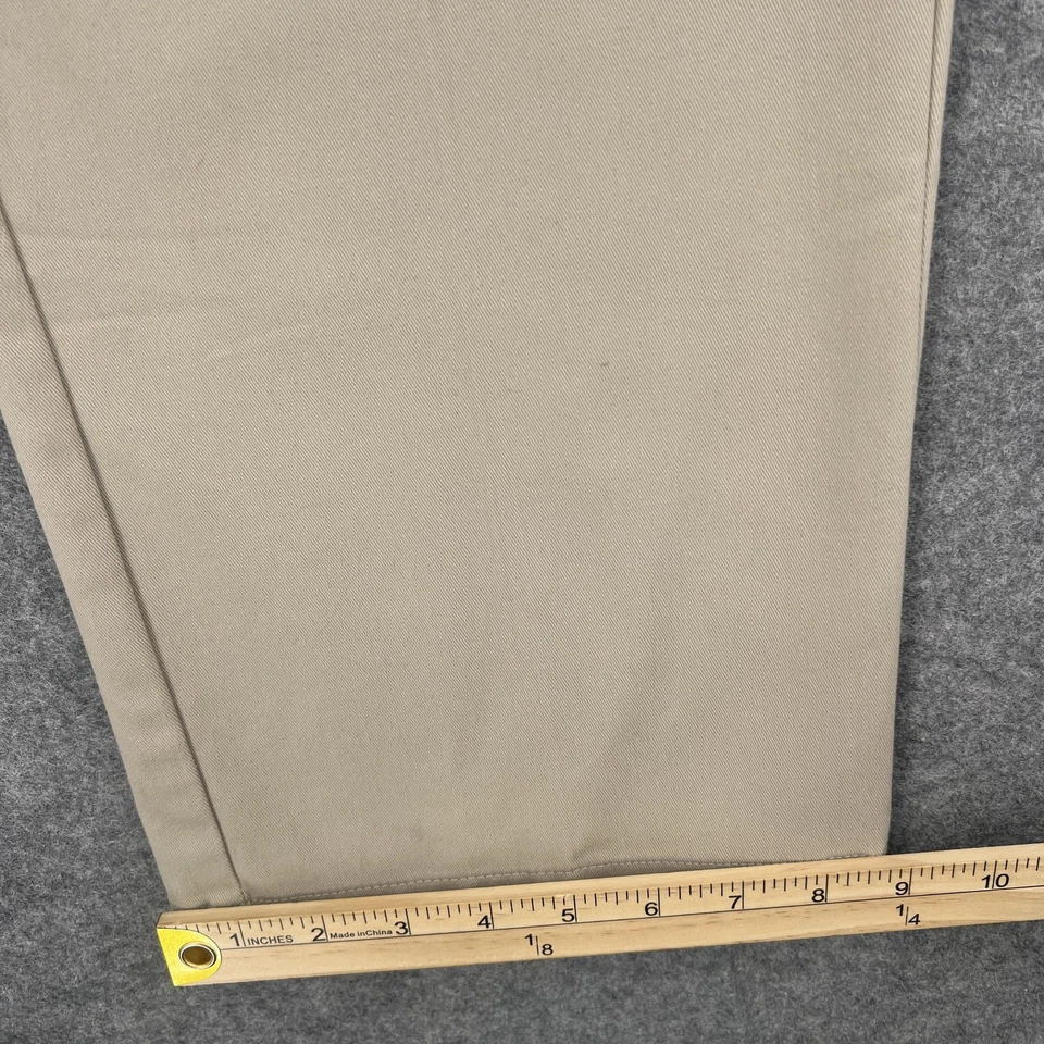 Croft & Barrow 裤子男式 34x29 卡其色经典版型弹力斜纹布平前 — 第 3/4 张图片