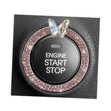 Butterfly Bling Ring Emblem Car Accessories, Crystal Double Rhinestone Pink