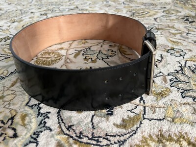 Furla Patent Leather Black Wide Black Belt Silver Buckle S  display picture 1
