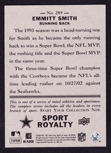 2008 UPPER DECK GOUDEY #289 EMMITT SMITH COWBOYS SP - Foto 2 di 2