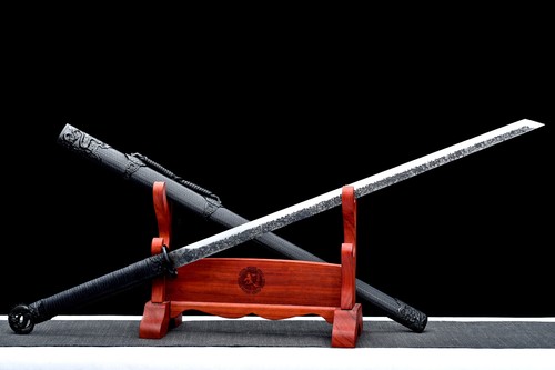 40'' Black Dragon Ninja Sword 9260 Spring Steel Japanese Straight Sharp Ninjato - Picture 2 of 12