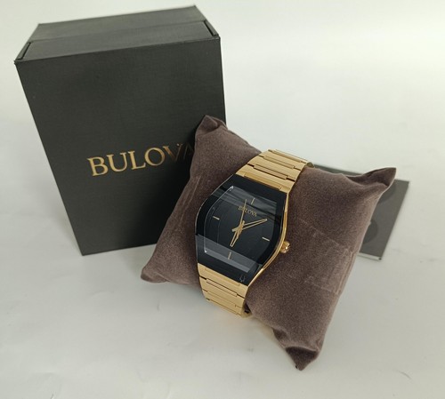 Bulova 97A164 Gemini Men's Wristwatch Black Gold-Tone Stainless Steel GL34 40mm - Picture 2 of 13