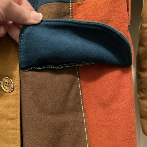 Vintage Multi Color Block Genuine Haedkesuede Suede Leather Jacket Hippie Coat - Picture 13 of 24