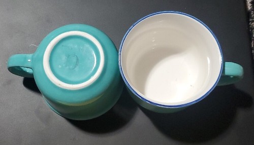 X2 CROWN CORNING - Taza de café de cerámica, borde verde claro/azul - Imagen 3 de 11