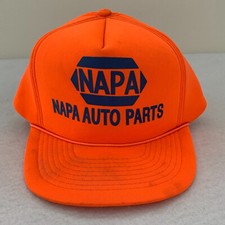 Vintage 90s NAPA Auto Parts Hunter Orange Mohrs Trucker Hat Baseball Cap One Sz